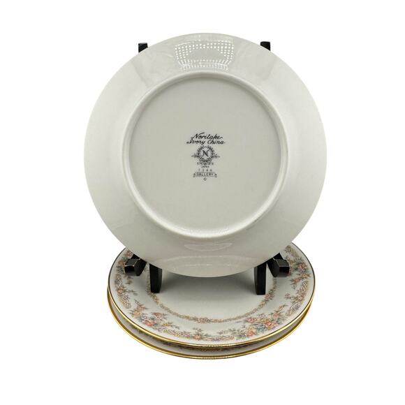 Vintage Noritake Dessert Plates Gallery Pattern Ivory China 7246 Set of3 - Picture 3 of 3
